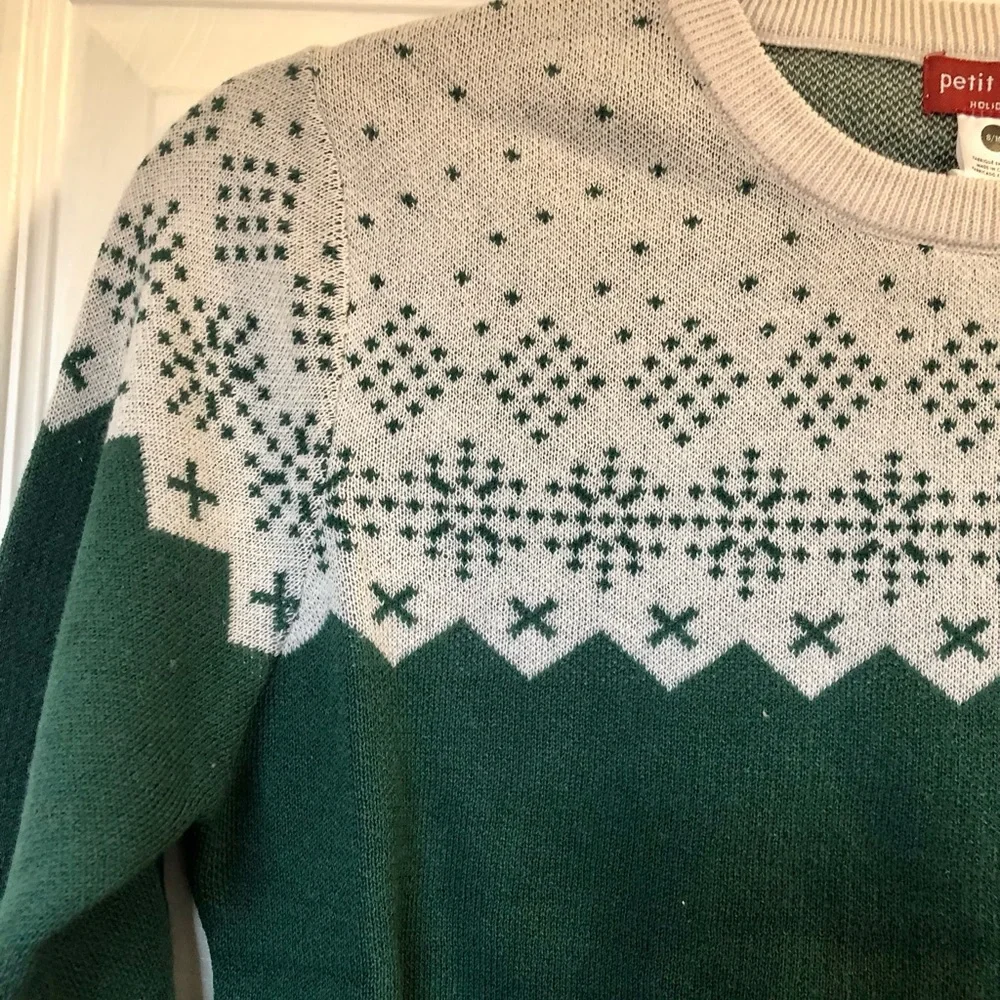 Petit Lem Kids' Fair Isle Organic Cotton Pullover (Big Kid) 8-10 Green - Picture 3 of 8